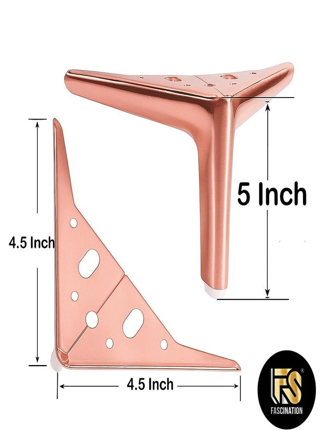 Fascination Sofa Hardware Legs 5 inches Furniture Legs Heavy Model Italian Shape Design Set of 4 Rose Gold - Image 2